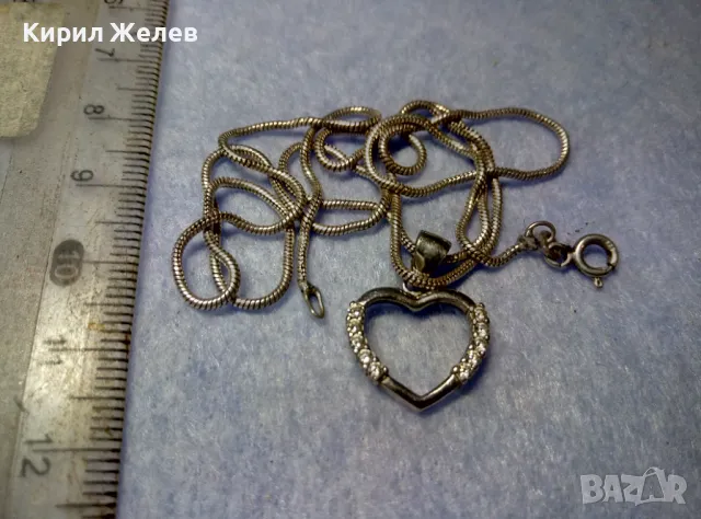 СКЪПОЦЕНЕН БЕЛ ЕПОК СТИЛ СРЕБЪРЕН ПЕНДАНТ СЪРЧИЦЕ РОДИРАНО СРЕБРО с ЦИРКОНИ и СРЕБЪРНА ВЕРИЖКА 49543, снимка 5 - Колиета, медальони, синджири - 50335161