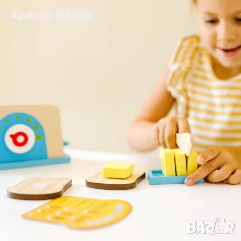 Дървен тостер Melissa and Doug Дървен комплект Тостер с хляб и масло, снимка 7 - Други - 48203368