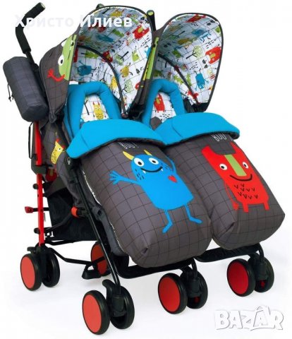 Cosatto Supa Dupa Monster Mob Бебешка Детска Количка Близнаци Косато с включена Чанта, снимка 4 - Детски колички - 28982170