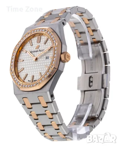 Audemars Piguet Royal Oak 33mm Steel & Rose Gold White Dial Diamond Дамски Различни Варианти, снимка 10 - Дамски - 48183144