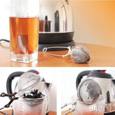 Филтър за чай от неръждаема стомана с дръжка, снимка 3 - Аксесоари за кухня - 43450558