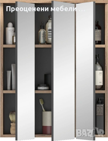 Горен шкаф с огледала Malmo внос от Германия, снимка 3 - Шкафове - 53153338