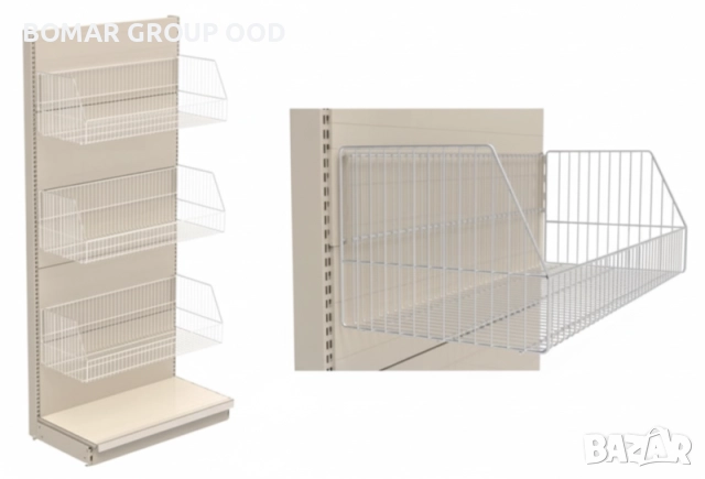 Крайстенен стелаж за чипс с телени рафтове (кошници)
