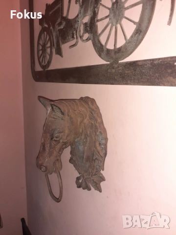 Уникална находка Старо чугунено чукало за врата конска глава, снимка 5 - Антикварни и старинни предмети - 53422873