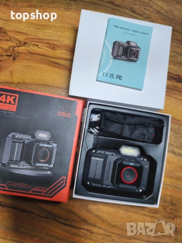 ЧИСТО НОВ 4K Дигитален Фотоапарат марков Bextgoo D52​ 48MP – Влогинг камера с 64GB карта и Автофокус, снимка 14 - Фотоапарати - 53387786