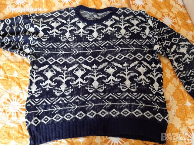 Пуловер синьо и бяло , снимка 1 - Пуловери - 28335833