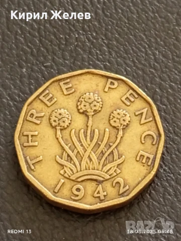 Две монети 3 пенса 1942г. Великобритания/ 1 долар 2004г. Мексико за КОЛЕКЦИЯ 19676, снимка 3 - Нумизматика и бонистика - 51399706