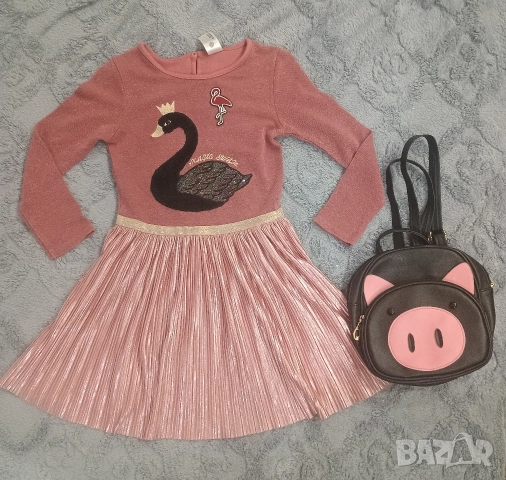Рокля за момиче Лебед + мини раничка 