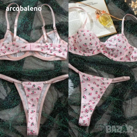 Дамски комплект бельо с пасторални флорални мотиви, 2цвята , снимка 7 - Бельо - 51546680