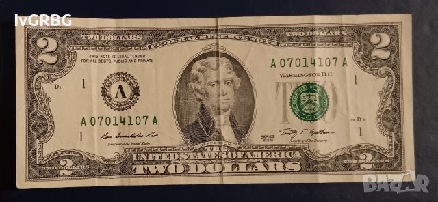 2 долара 2009 САЩ 2 dollars 2009 USA Америка , Банкнота от САЩ, снимка 2 - Нумизматика и бонистика - 44054833