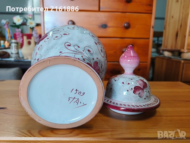 Уникална ръчно рисуван ваза с капак, снимка 6 - Вази - 52165738