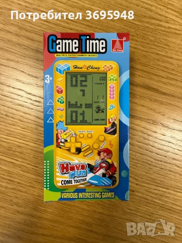 Тетрис игрова конзола BonsMar,голям екран 4.1 инча, Жълт, 8x16см, снимка 4 - Образователни игри - 51091158