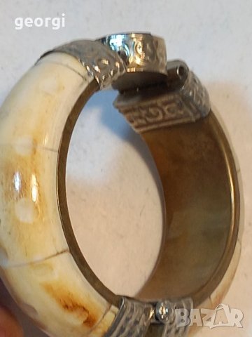 Ретро гривна от кост и скъпоценен камък лапис лазули, снимка 9 - Гривни - 38260603