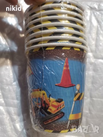 Строителни машини багер багери камион 8 бр картонени чаши парти рожден ден