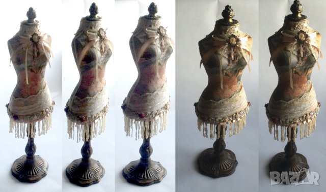 50см манекен, форма на рокля, ръчно декорирана, снимка 7 - Декорация за дома - 43353612