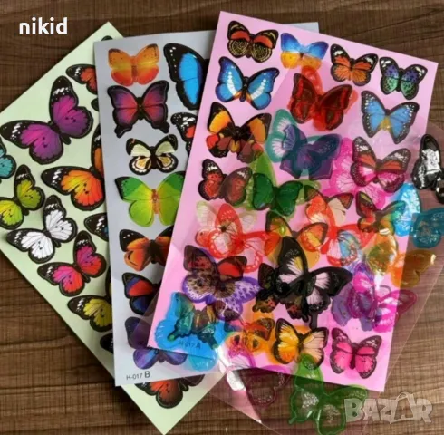 3D 12 бр pvc шарени самозалепващи пеперуди декорация за стена и мебел, снимка 4 - Декорация за дома - 22364440