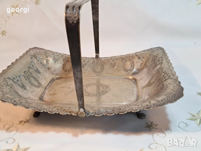 Стара английска посребрена фруктиера поднос 28/4, снимка 2 - Антикварни и старинни предмети - 51942237