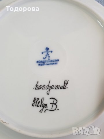 Ръчнорисувана порцеланова чинийка-forstenberg west germany, снимка 4 - Чинии - 35598714