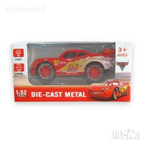 Метална кола на МакКуин със звук и светлина The Cars McQueen, снимка 2 - Коли, камиони, мотори, писти - 50967232