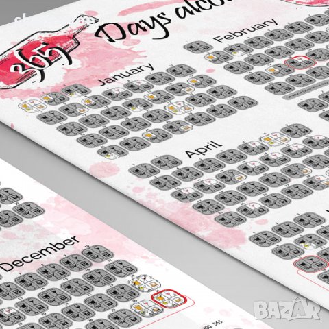 Алкохолен скреч постер 365 Дни Алкохол, снимка 4 - Подаръци за рожден ден - 27522031