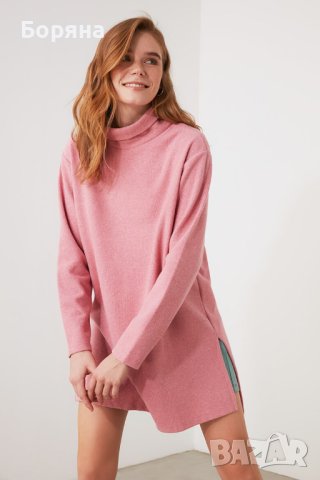 НАМАЛЕНА - Trendyol нова розова блуза с поло яка тип туника 