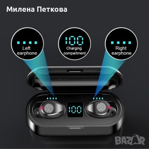Безжични стерео слушалки F9 TWS Bluetooth,тъч контрол,хендсфри,блутут, снимка 5 - Слушалки, hands-free - 44036885