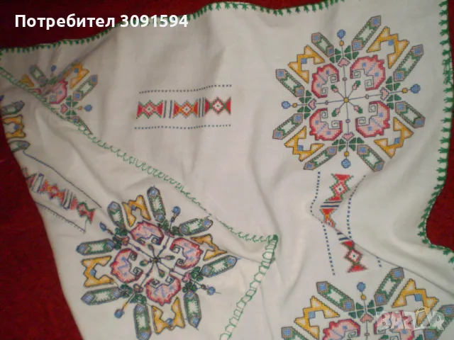 Винтидж ръчно бродирана покривка за маса с кръстат бод, ръчно изработена покривка за маса, снимка 6 - Други ценни предмети - 48716617