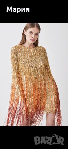 Рокля Karen Millen с мъниста, камъни, пайети, снимка 4 - Рокли - 43383356