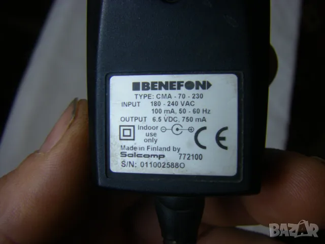 Работещ адаптор BENEFON - АС 100V-240V/DC 6.5V, 750мA с жак 3.5мм, снимка 2 - Друга електроника - 47387987