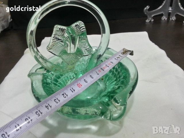 Стар стъклен пепелник ръчна изработка , снимка 4 - Антикварни и старинни предмети - 52267274