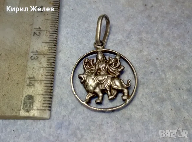 Durga Maa Vaishno Mata ТРАДИЦИОНЕН ХИНДУИСТКИ СРЕБЪРЕН ПЕНДАНТ СРЕБРО ВИСОКА ПРОБА РъчнаРАБОТА , снимка 6 - Антикварни и старинни предмети - 49733243