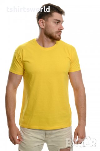 Нова мъжка изчистена тениска в жълт цвят, снимка 5 - Тениски - 37670426