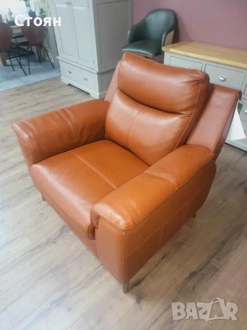 Кафяв кожен фотьойл, снимка 11 - Дивани и мека мебел - 43290509