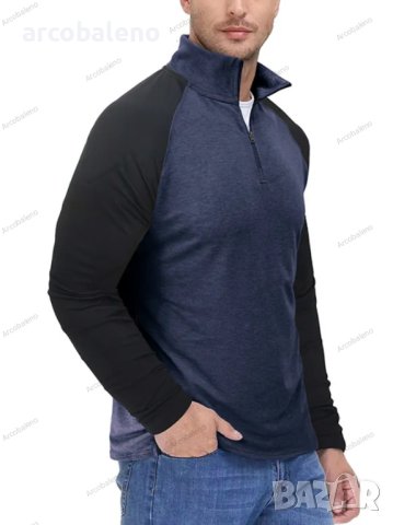 Нова мъжка блуза с дълъг ръкав и висока яка, 8цвята - 023, снимка 7 - Блузи - 41387142