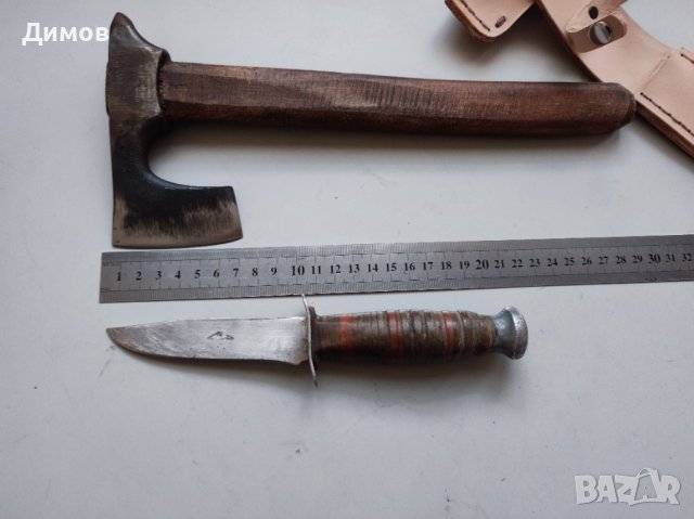 Стар български комплект брадва нож, снимка 2 - Екипировка - 39827739