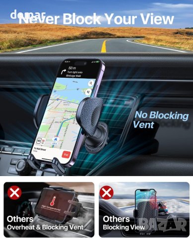 HTU Стойка за телефон за кола iPhone 14,13,12 Pro Max,Samsung S23, снимка 7 - Аксесоари за Apple - 43074768