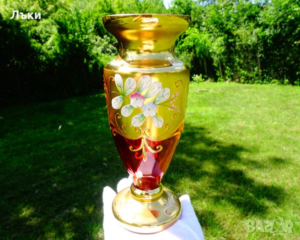 Bohemia кристална ваза,злато. , снимка 11 - Вази - 33145692