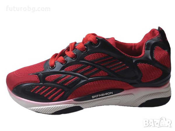 Червени маратонки с черен акцент за мъже, снимка 4 - Маратонки - 37368926