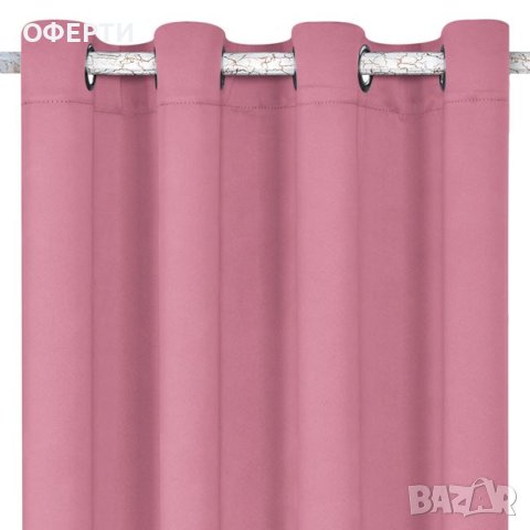  Декоративна затъмнена завеса с халки розово 140x260см, снимка 1 - Пердета и завеси - 43960322