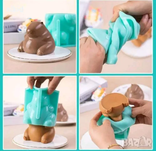 3d Капибара Capybara седнал хамстер силиконов молд форма фондан шоколад гипс свещ смола, снимка 4 - Форми - 49956761