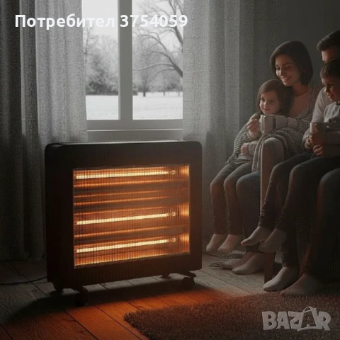 Отоплителна печка Rosberg R51972E с 4 кварцови реотана, 2400W – бързо, ефективно и безопасно отоплен, снимка 2 - Отоплителни печки - 53153784