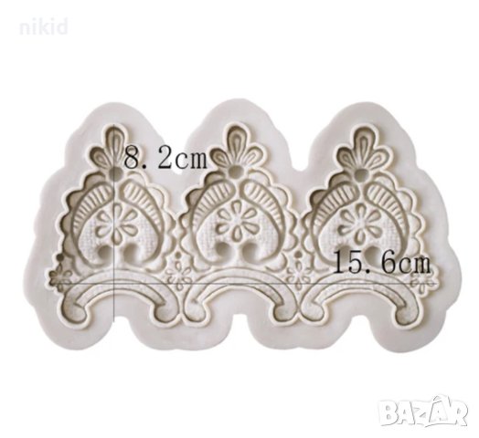 3 висящи орнамента силиконов молд борд кант декор гъмпейст торта фондан украса, снимка 2 - Форми - 43528652