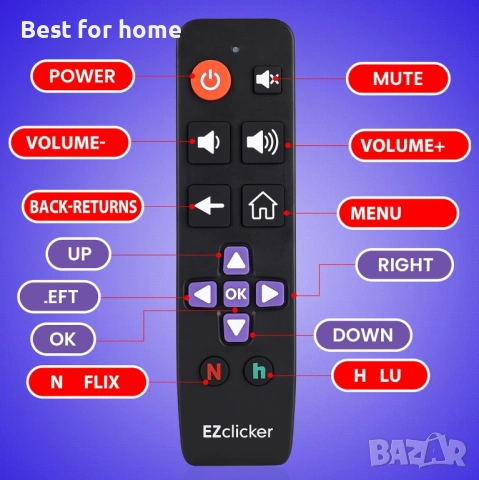 Roku Резервно дистанционно за телевизор – Съвместимо САМО с Roku TV, Големи бутони, Лесно за употреб, снимка 6 - Дистанционни - 53165630