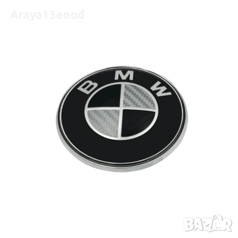 2бр. Емблема за преден капак BMW карбон 82мм