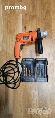 ударна бормашина BLACK & DECKER, 500W, 13мм, с битове и свредла