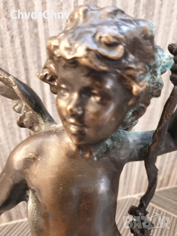 40см-3кг Moreau статуетка/стара френска бронзова скулптура/фигура на ангел-купидон, снимка 8 - Статуетки - 52967586