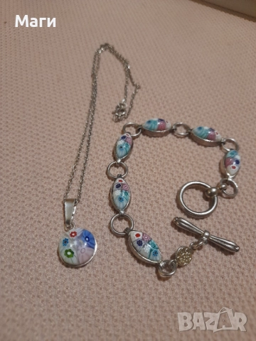 Сребърен комплект , снимка 4 - Колиета, медальони, синджири - 52518680