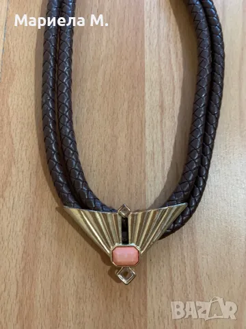 Колие с кожена верижка, отлично, снимка 2 - Колиета, медальони, синджири - 49153868
