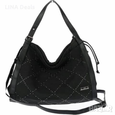 👜 Велурена дамска чанта с декоративни ленти и метални капси, снимка 11 - Чанти - 52496255