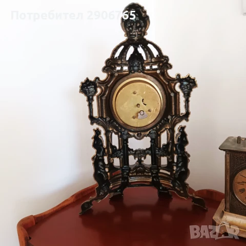 Стар каминен часовник механичен работещ, снимка 8 - Антикварни и старинни предмети - 50898927